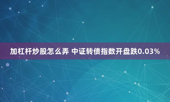 加杠杆炒股怎么弄 中证转债指数开盘跌0.03%