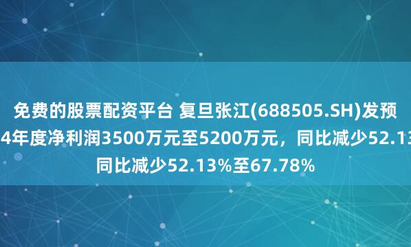 免费的股票配资平台 复旦张江(688505.SH)发预减，预计2024年度净利润3500万元至5200万元，同比减少52.13%至67.78%