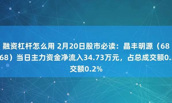 融资杠杆怎么用 2月20日股市必读：晶丰明源（688368）当日主力资金净流入34.73万元，占总成交额0.2%